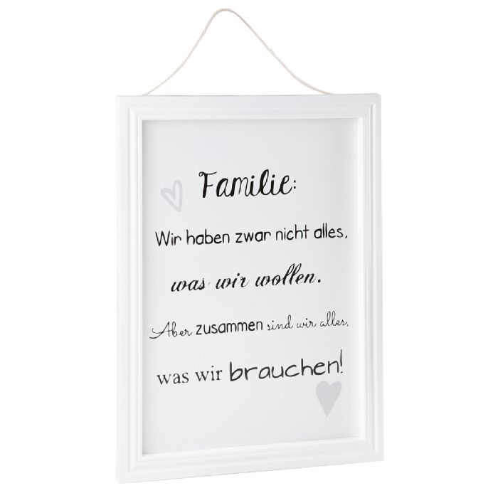 Schild Familienspruch "Was wir brauchen" 40x30 cm