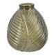 Flaschenvase Blatt, dunkelgrün/bauchig, 13 cm