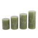4er Set Kerze Rustik, gestuft, olivgrün