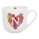 Becher Buchstabe/Flower-Herz, N, 450 ml