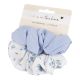 2er Set Haarband Scrunchie, Blumen/hellblau