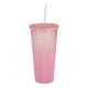 Becher mit Strohhalm, Struktur/rosa/pink, 650 ml