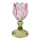 Teelichthalter Blume, rosa/dunkelgrün, 7.5 x 14 cm
