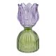 Teelichthalter Tulpe auf Sockel, lila/grün, 16 cm