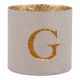 Teelichthalter Buchstabe, G/beige, 7.8 x 7.5 cm