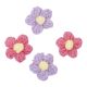 4er Set Häkelblume, pink/flieder