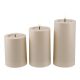 3er Set LED-Kerze, matt/creme, 7.5x12.5/15.5/18 cm
