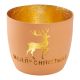 Windlicht Spruch/Xmas, Hirsch/orange, 10 x 8.5 cm