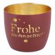 Windlicht Spruch/Xmas, Frohe Weihnachten/rot, 10 x 8.5 cm
