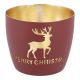 Windlicht Spruch/Xmas, Hirsch/rot, 10 x 8.5 cm