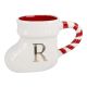 Becher Stiefel mit Buchstabe, R/weiß, 400 ml