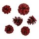 6er Set Tannenzapfen Metallic, rot