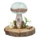 Deko-Haus Pilz auf Baumscheibe, mint/rund, 10.5 cm