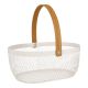 Korb mit Holzhenkel, oval/creme, 23.5 cm