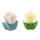 2er Set Kerze Blume, flieder/gelb, 6 cm