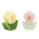 2er Set Kerze Blume, rosa/gelb, 6 cm