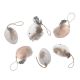 6er Set Deko-Eier Feder, grau/weiß/peach