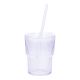 Glas mit Strohhalm, Rillen/lila, 400 ml