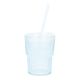 Glas mit Strohhalm, Rillen/türkis, 400 ml