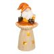 LED-Haus Pilz mit Wichtel, orange, 16 cm