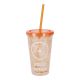 Kühl-Becher mit Strohhalm Frucht, Orange