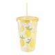 Becher mit Spiral-Trinkhalm, Zitronen, 600 ml