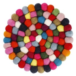GURU SHOP Sottobicchieri In Feltro Colorato – Palline Di Lana 20x20 Cm, Multicolor - 4