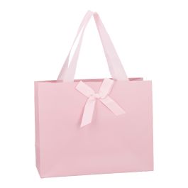 Geschenktüte Uni mit Schleife, rosa, 25 x 20 cm