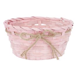 Korb Flecht mit Band, hellrosa, 22 cm