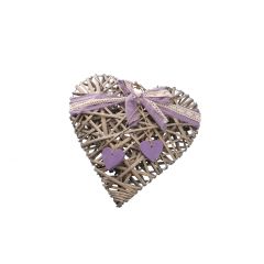 Hänger Herz mit Schleife, grau/lila, 30 cm