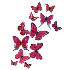 12er Set Deko-Schmetterlinge, pink