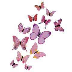 12er Set Deko-Schmetterlinge, rosa