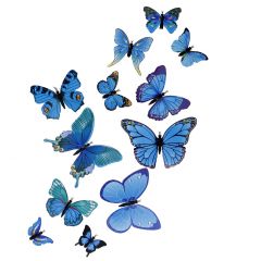 12er Set Deko-Schmetterlinge, blau