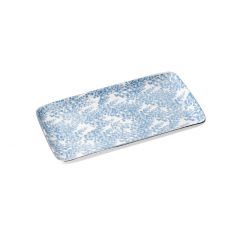 Platte China, blau/silber, Zweige, 23 cm
