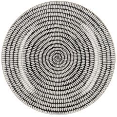 Teller China, Goldrand, Stäbchen/Kreis, 22 cm, schwarz/weiß