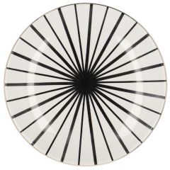Teller China, Goldrand, Strahlen/breit, 22 cm, schwarz/weiß