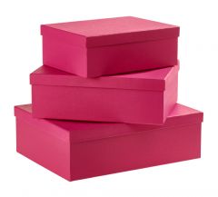 3er Set Geschenkkarton Edel, groß, pink