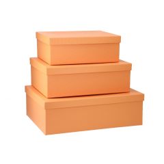 3er Set Geschenkkarton Edel, groß, orange