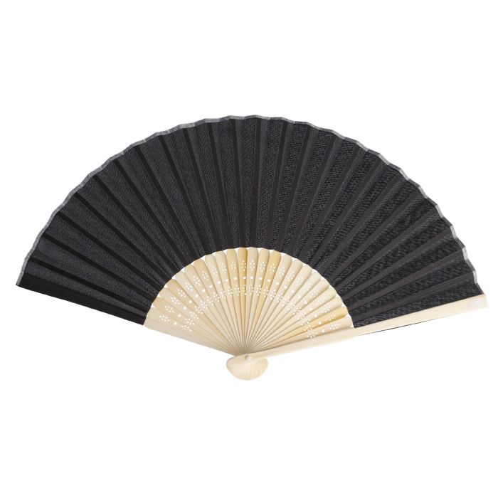 Bambus-Fcher mit Satin-Stoff, schwarz