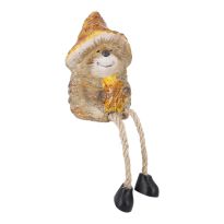Kantenhocker Igel mit Hut, Hände an Blatt, 6 x 10 cm