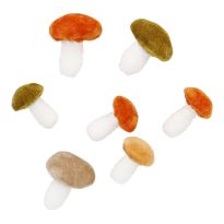 7er Set Deko-Pilze Samt, bunt