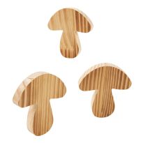 3er Set Holz-Deko Pilz/gebrannt
