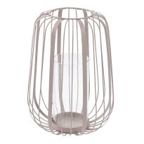 Windlicht Metall-Streben, grau, 19 x 26 cm