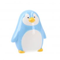 Spardose Pinguin, hellblau, 12 cm