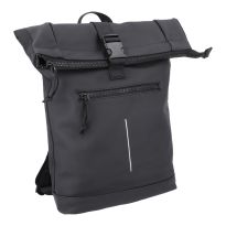 Rucksack Rolltop mit Reflektor, schwarz, 16 Liter