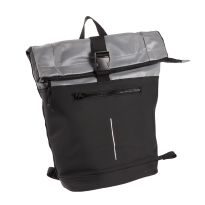 Rucksack Rolltop mit Reflektor, schwarz/reflektierend, 16 Liter