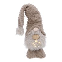 Wichtel-Figur mit LED-Stern, braun, 40 cm