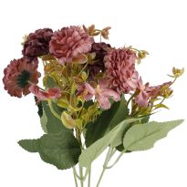 Blumenstrauß Pompom, altrosa/lila, 29 cm