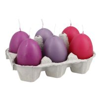 6er Set Ei-Kerze Farbmix, pink/flieder/lila