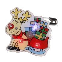 Blink-Anstecker Weihnachten, Rentier/Geschenk